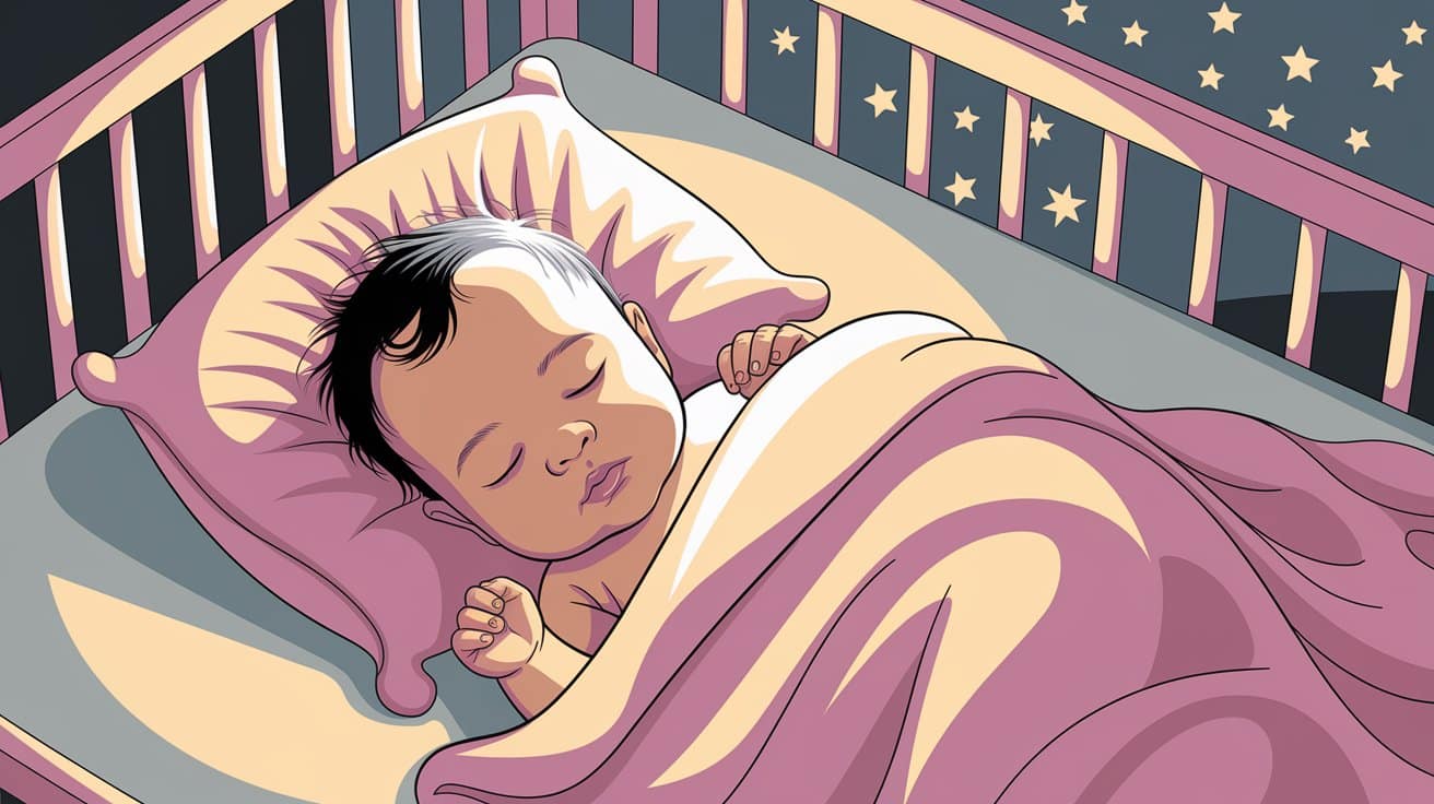 Peaceful baby sleeping in a crib.
