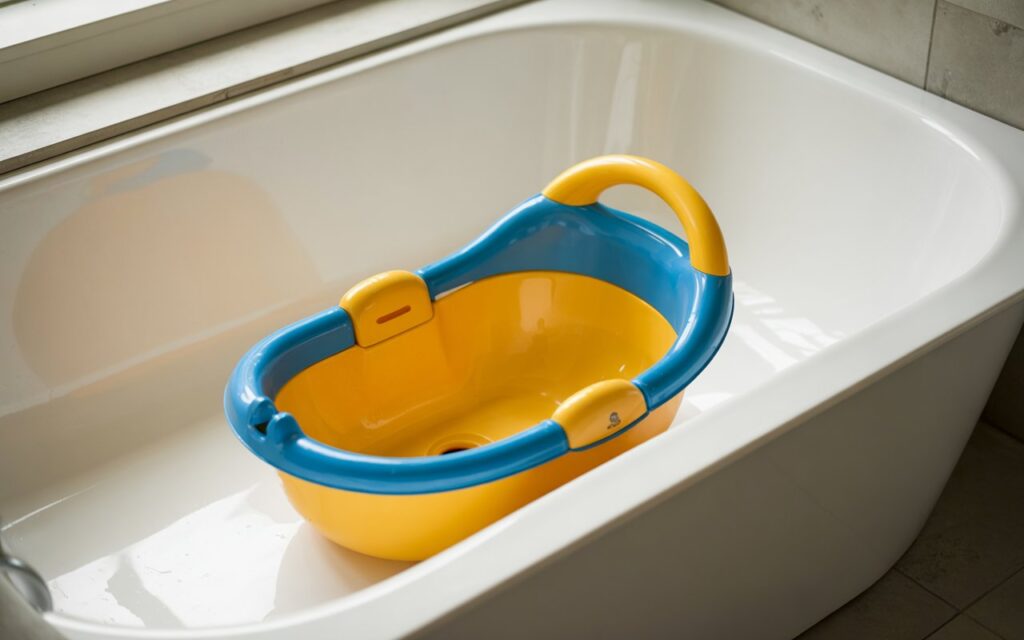 Simple and easy-to-clean plastic baby bathtub