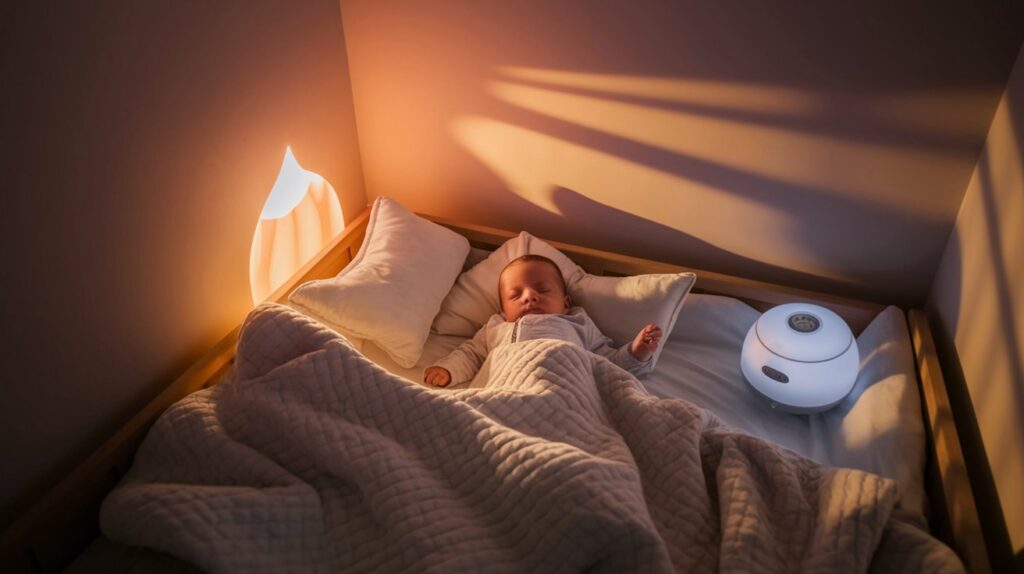 Calm baby sleep environment.