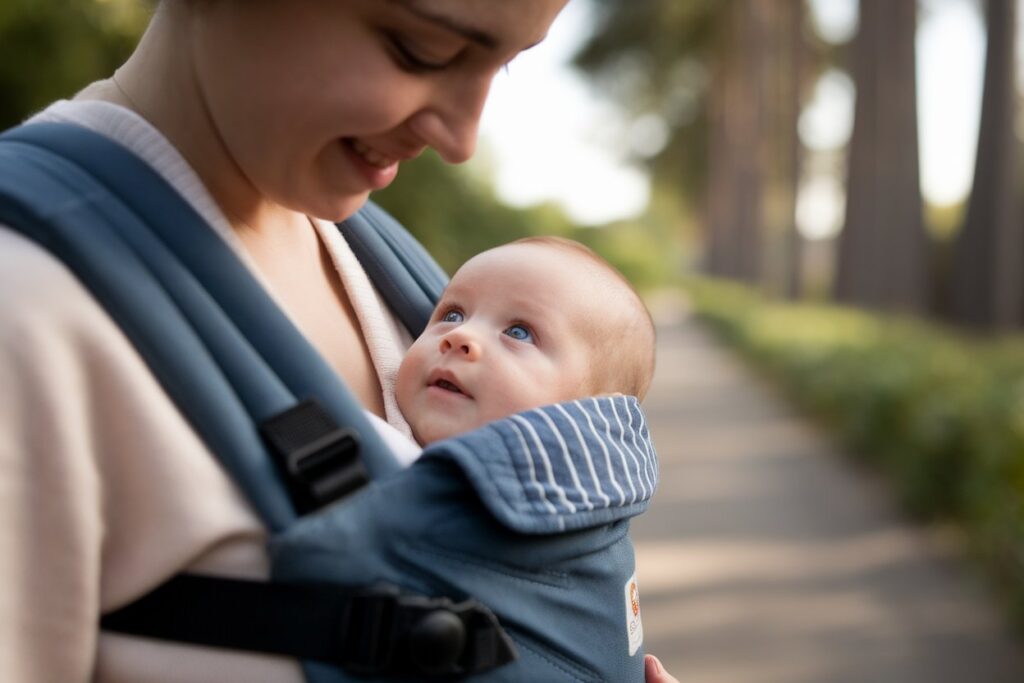Enhancing parent-child bond with baby carrier.